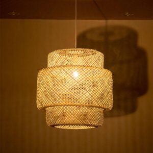 Handwoven Drum Style Rattan Pendant Light