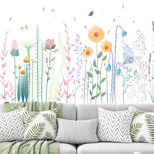 Pastel Wildflower Meadow Wall Decal for Home Decor