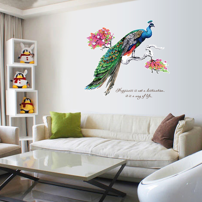 Watercolor Peacock Wall Decal with Inspirational Quote - Image 3
