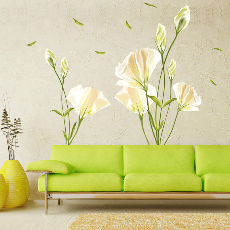 White Lily Botanical Wall Decal for Calm Home Decor - Image 2