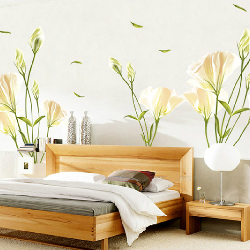 White Lily Botanical Wall Decal for Calm Home Decor - Image 3