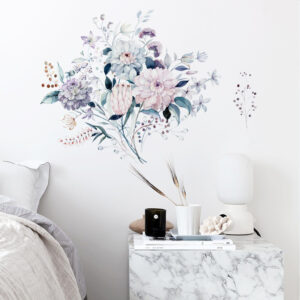 Watercolor Floral Bouquet Wall Decal for Bedroom and Living Space