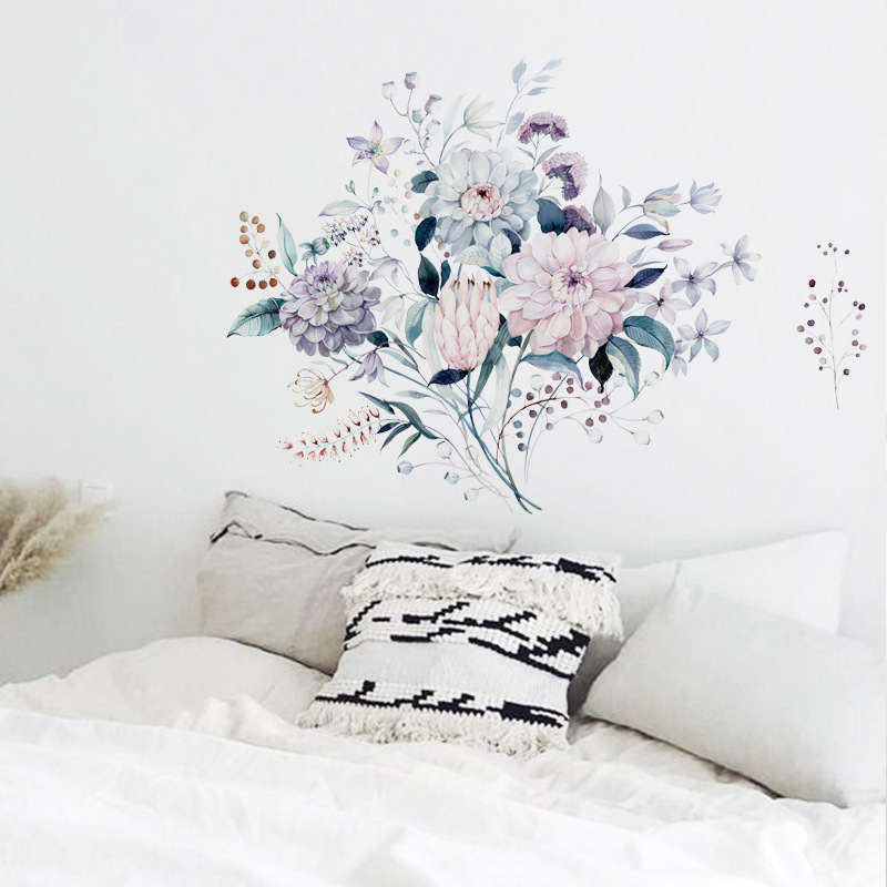 Watercolor Floral Bouquet Wall Decal for Bedroom and Living Space - Image 2