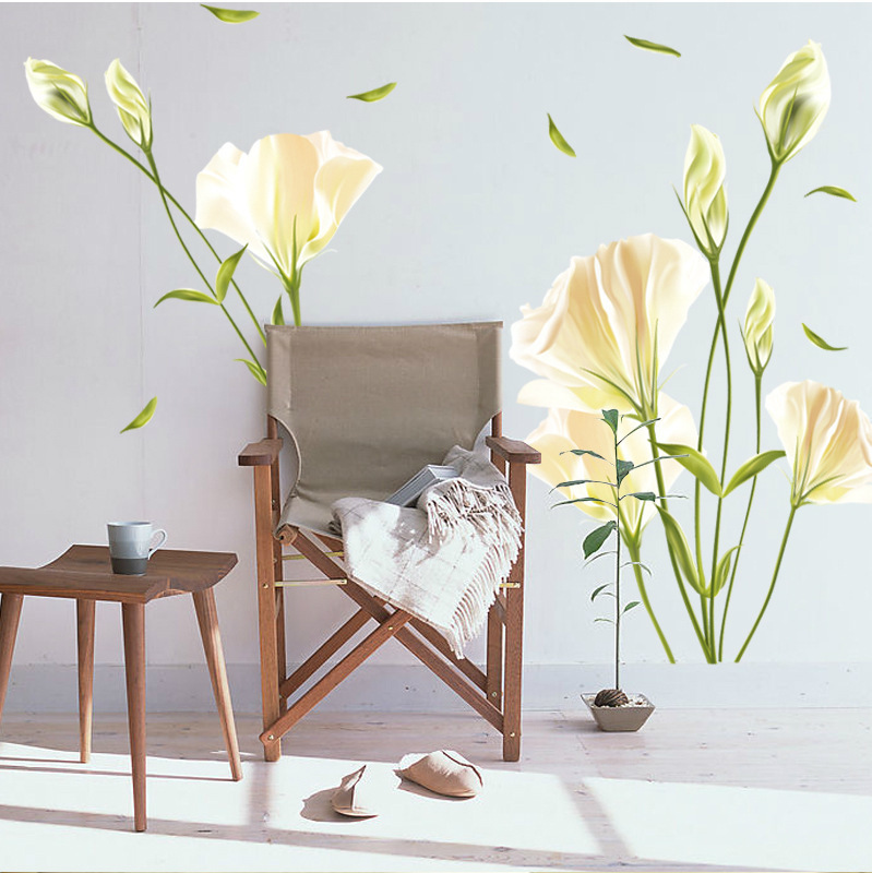 White Lily Botanical Wall Decal for Calm Home Decor - Image 4