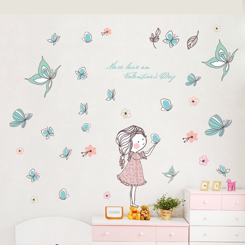 Butterfly Girl Wall Decal Set with Pastel Butterflies - Image 2