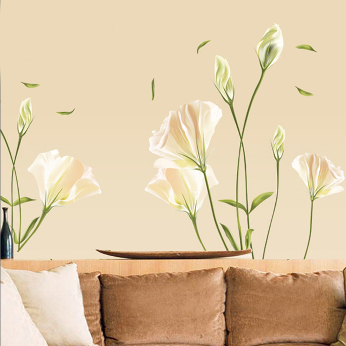 White Lily Botanical Wall Decal for Calm Home Decor - Image 5